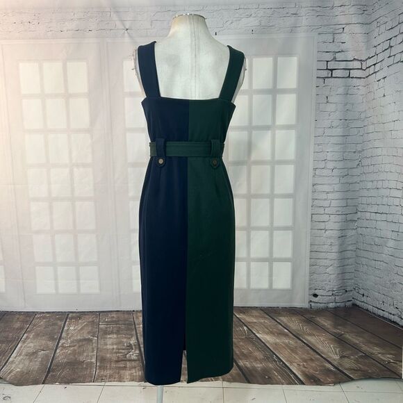 Green and Blue colorblock Sleeveless Midi Zip Up Dress Size Small - Picture 5 of 8